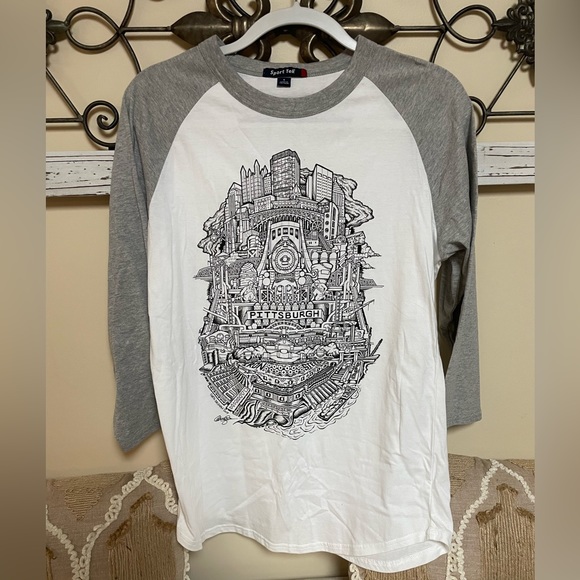 Tops - Pittsburgh Themed Local Artist Baseball Style T-Shirt